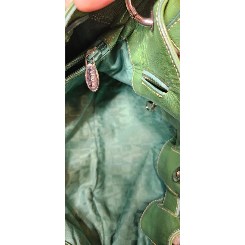 Furla Green Ruched Leather Shoulder Bag Made in Italy - Picture 10 of 10